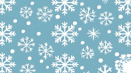 Winter Snowflakes Pattern on Blue Background for Seasonal Designs