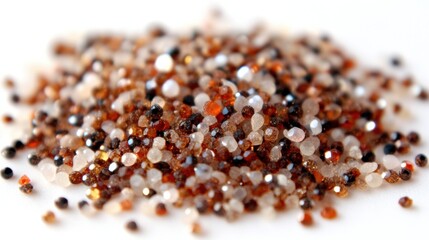 Close-Up of Sparkling Brown and Orange Sand Grains Creating an Organic Textural Background