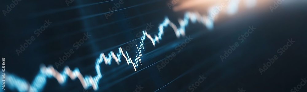 Poster A dynamic stock market chart showcasing fluctuating trends and data points, emphasizing financial analysis and investment insights.