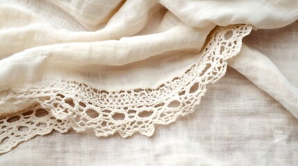 Creamy fabric with delicate lace detailing