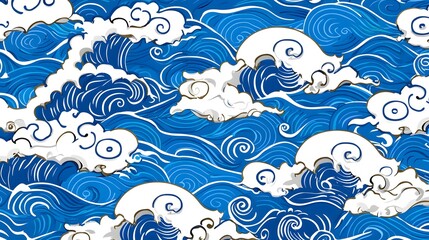 Colorful Waves and Clouds with Abstract Design in Oceanic Theme