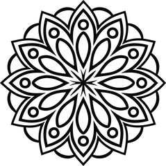 Circular Mandala Design Black, White, Floral, Geometric, Pattern