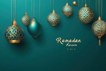ramadan kareem poster with hanging lantern