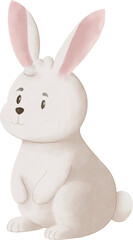 White Bunny Watercolor Illustration Clipart