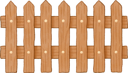 Wooden Fence Watercolor Illustration Clipart