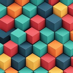 Obraz premium Dynamic isometric cubes with geometric patterns and contrast in a vibrant abstract environment