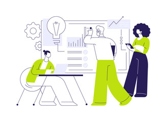 Brainstorming with creative team abstract concept vector illustration.