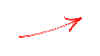 Hand-Drawn Red Upward Arrow PNG, Red marker arrow - Transparent Background 