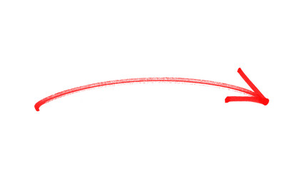 Hand drawn Red marker Curved Right Arrow PNG - Transparent Background