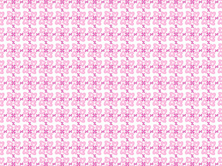 A charming pattern of pink hearts and flowers, delicately arranged on a white background, creating a soft and romantic aesthetic