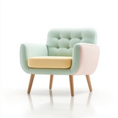 Stylish modern chair with pastel colors on white isolated background.