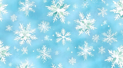 Snowflakes on Light Blue Background for Winter and Holiday Themes