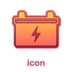 Gold Car battery icon isolated on white background. Accumulator battery energy power and electricity accumulator battery. Vector