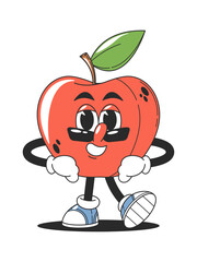 Cool red apple fruit character