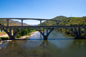Fototapeta premium The two road bridges of Peso da Regua, Portugal 