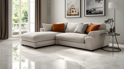 Cozy Modern Living Room with Stylish Sofa and Decorative Touches