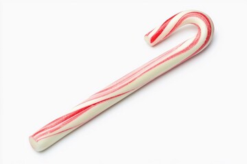 Classic red and white striped candy cane used for festive decorations and holiday treats during winter celebrations