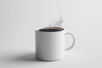 Warm cup of coffee sits on a table with steam rising in a cozy indoor setting