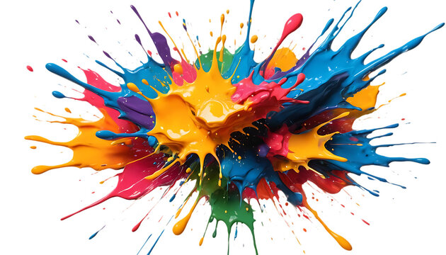 Vibrant abstract paint splatter with bold colors png