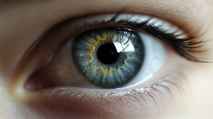 Fototapeta premium Macro Image of a Striking Blue Human Eye with Intricate Detail