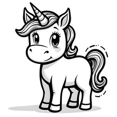 Fototapeta premium Kawaii Unicorn Coloring Page