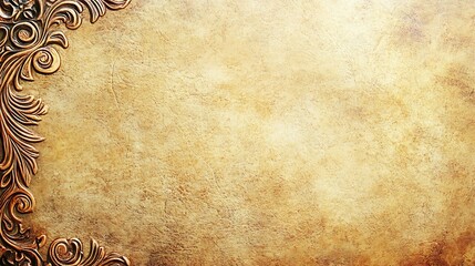 Ornate Gold Frame On Aged Parchment Background