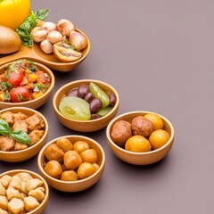 Colorful Array of Traditional Peruvian Cuisine in Elegant Bowls on a Neutral Background