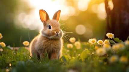 Fototapeta premium cute animal pet rabbit or bunny smiling and laughing isolated with copy space for easter background, rabbit, animal, pet, cute, fur, ear, mammal, background, celebration,