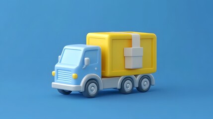 Fototapeta premium 3D Delivery Truck Icon with Parcel on Minimalist Background