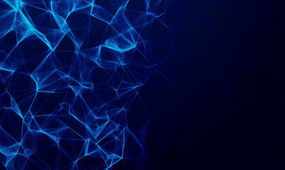 Abstract Network Background, Blue Lines and Connections on Dark Blue