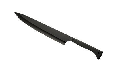 Obraz premium Long Black Carving Knife with Sleek Handle - High-Resolution Photorealistic Kitchen Knife on Transparent Background