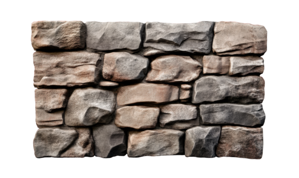 A stone wall piled up with stones