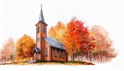 old church in autumn