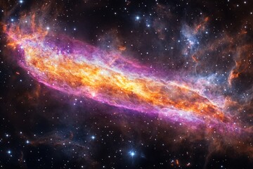 A vibrant nebula, cosmic dust and gas swirl in a mesmerizing display of celestial colors and textures.