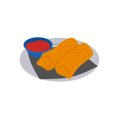 Egg Roll,  China Symbols Vector Illustration