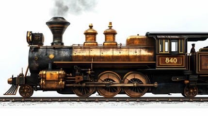 Realistic Illustration of a Vintage Steam Locomotive Train