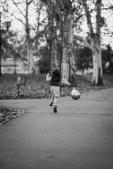 girl walking in park
