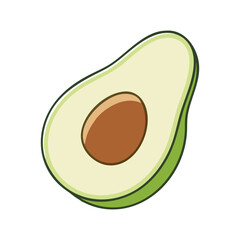 Vector illustration of avocado half with seed, A vector illustration of an avocado half with a visible seed, perfect for food, health, and nutrition content.
