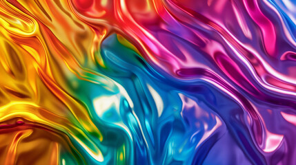 Fototapeta premium vibrant liquid metal waves dynamic rainbow background colorful flowing seamless energy motion
