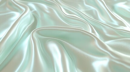 Obraz premium Elegant Abstract Background of Flowing Light Green Satin Fabric Texture