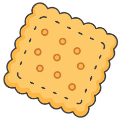 Vector Illustration of Square Biscuit with Dots, A colorful vector image of a square-shaped biscuit with dotted patterns, ideal for snack or dessert concepts.
