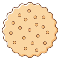 Vector Illustration of Biscuit with Dots, A simple vector illustration of a round biscuit with dot patterns, perfect for snack or dessert concepts.
