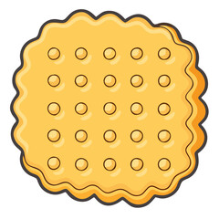 Vector Illustration of Cookie with Dots, A colorful vector illustration of a round cookie or biscuit with dot patterns, perfect for snack or dessert ideas.
