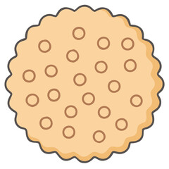 Vector Illustration of Biscuit with Dots, A simple vector illustration of a round biscuit with dot patterns, perfect for snack or dessert concepts.
