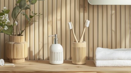 Portfolio layout for diatomite and bamboo toothbrush holder inspired home goods brand. Highlight home accessories