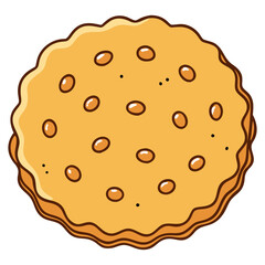 Vector Illustration of Cookie with Nuts, A colorful vector illustration of a round cookie with nuts, ideal for dessert or bakery concepts.
