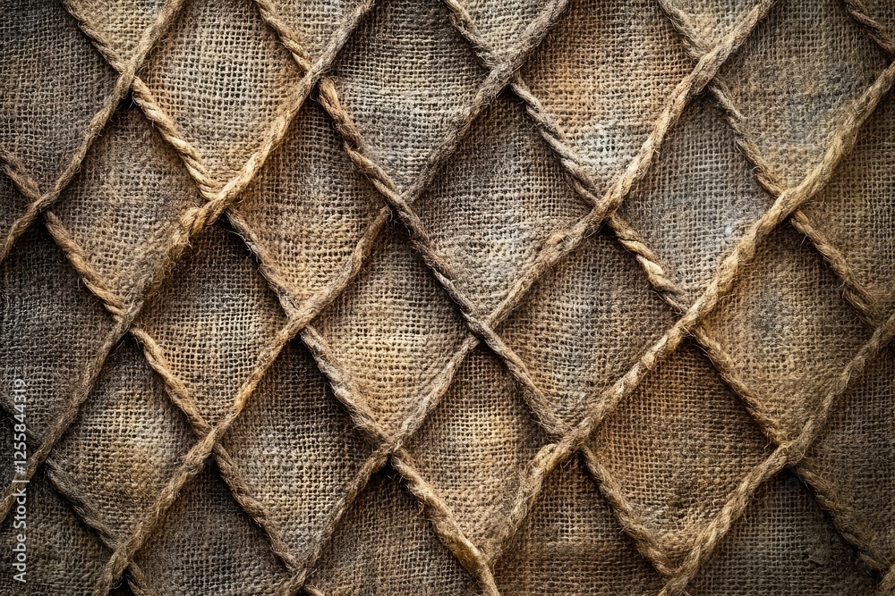 Fototapete A rustic burlap texture with diamond patterned stitching, creating a textured background.