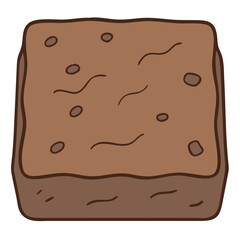 Vector Illustration of Brownie Dessert, A colorful vector image of a square brownie dessert, ideal for sweet treat or bakery concepts.
