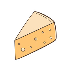 Vector Illustration of a Cheese Slice, A colorful vector illustration of a slice of cheese with holes, symbolizing dairy or snack options.
