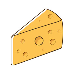 Vector Illustration of a Cheese Slice, A colorful vector illustration of a slice of cheese with holes, symbolizing dairy or snack options.
